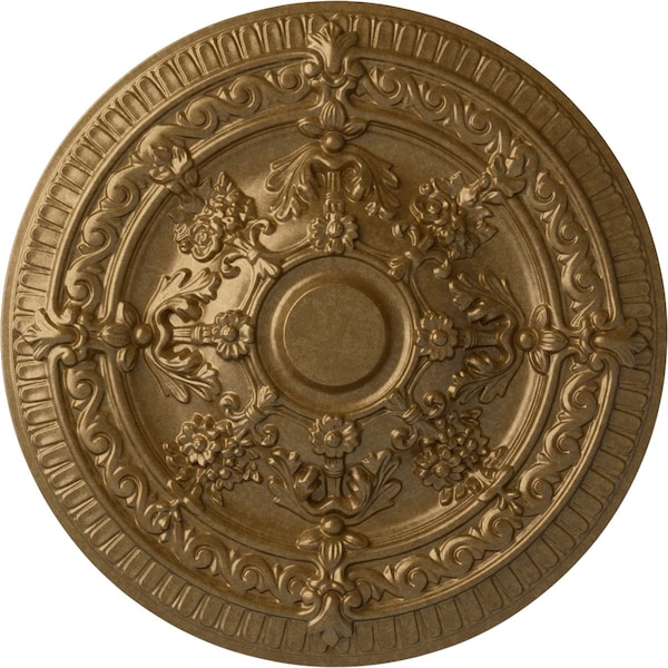 Ekena Millwork Vincent Ceiling Medallion (Fits Canopies up to 6"), Hand-Painted Pale Gold, 26"OD x 3"P CM26VIPAS - main